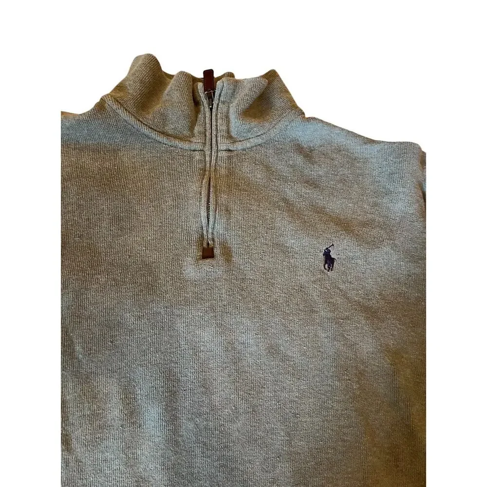 Polo Ralph Lauren XL grey Knit sports sweater 1/4 zip up Mock turtleneck